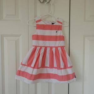 Peach + White Striped Dress